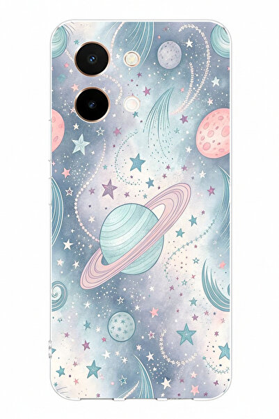 TechTree حافظة سيليكون مطبوعة بألوان ناعمة ومتوافقة مع هاتف Vivo Y28