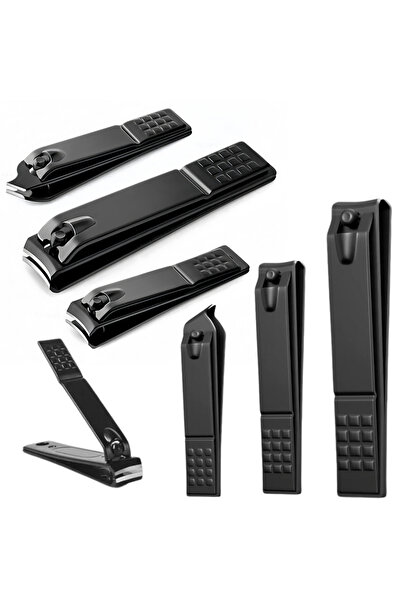 Three top online Nail Clippers Set 3 Pieces Large Small Slanted Black