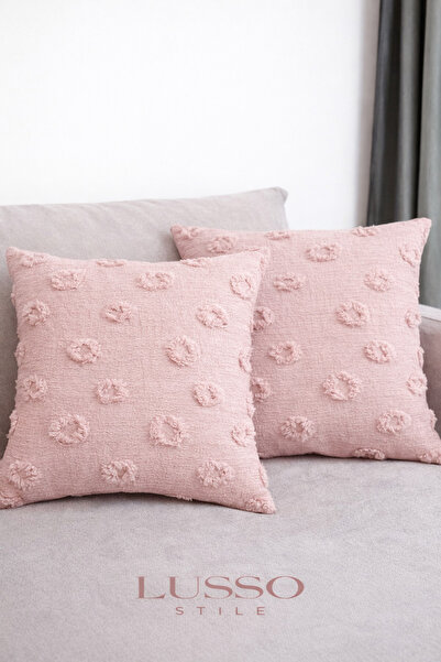 lusso stile Pernă decorativă Lux cu franjuri și pompon, pachet de 2, 40x40