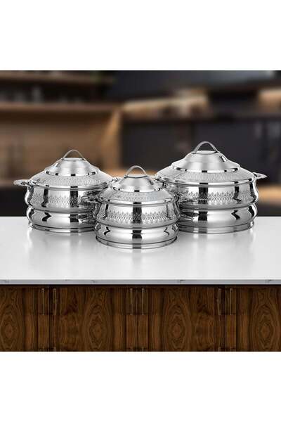 Almarjan Kawakeb Hot Pot Set 3 Pieces Silver