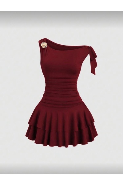 Dressco Jessica - Düşük Kol Volanlı Mini Elbise