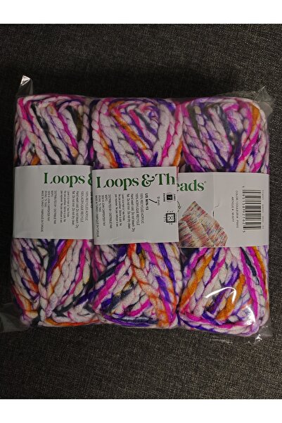 Ören Bayan Loops&Threads Beyaz Ebruli El Örgü İpi (3 Adet) - Kod: P5915