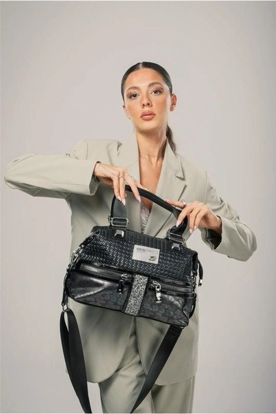 Alfanora Olwa Black Leather Hand and Shoulder Bag