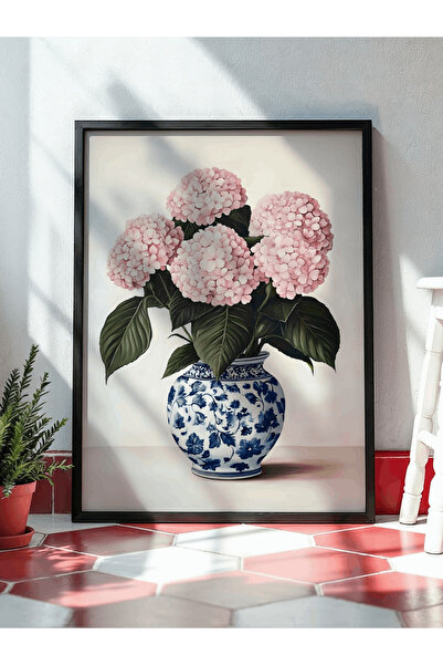 Patika Poster – Pembe Ortanca | Çerçeveli Poster | Modern Duvar Dekoru | Tablo