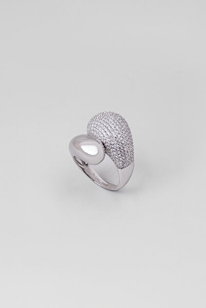 So CHIC... Avangard Tasarım 18 Ayar Beyaz Altın Kaplama Gümüş Yüzük