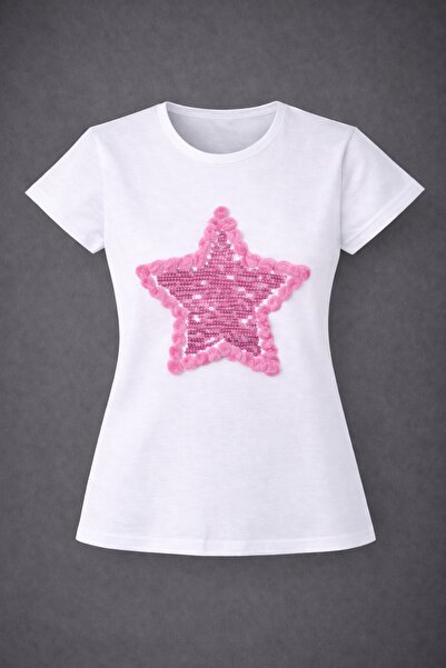 Nacar Kız Çocuk 23 Nisan 29 Ekim İçi Pullu Kalp Baskılı Gösteri Tshirt - Yeni...