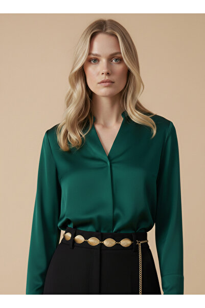 NEW JOURNAL Women's Gold Color Metal Wavy Oval Plate Waist Chain Be3004