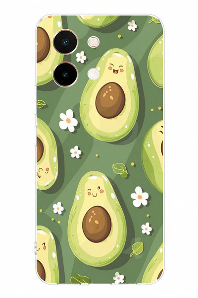 TechTree حافظة سيليكون مطبوعة على شكل أفوكادو لطيفة ومتوافقة مع هاتف Vivo Y28