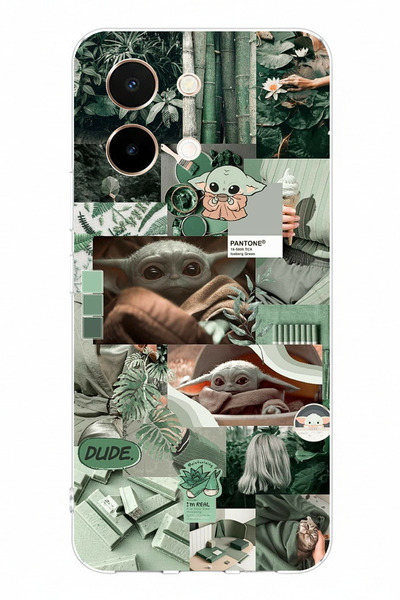 TechTree حافظة سيليكون مطبوعة بتصميم يودا كولاج متوافقة مع هاتف Vivo Y28