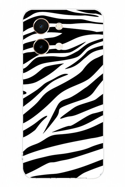 TechTree حافظة سيليكون مطبوعة بتصميم زيبرا متوافقة مع هاتف Vivo Y28