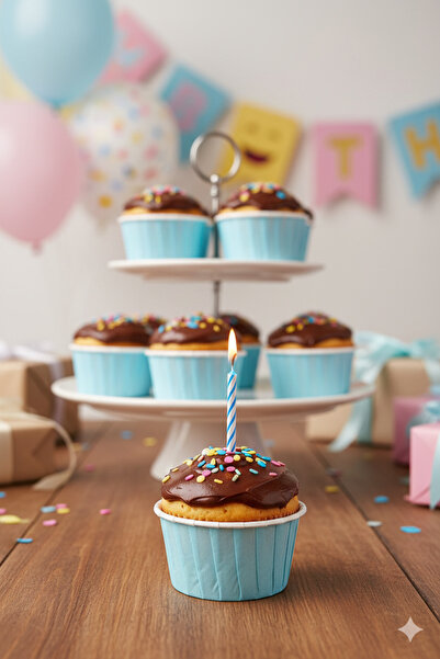 DODOMAR كبسولات كرتونية زرقاء للكب كيك - عبوة تحتوي على 50 قطعة - كبسولات لعر...