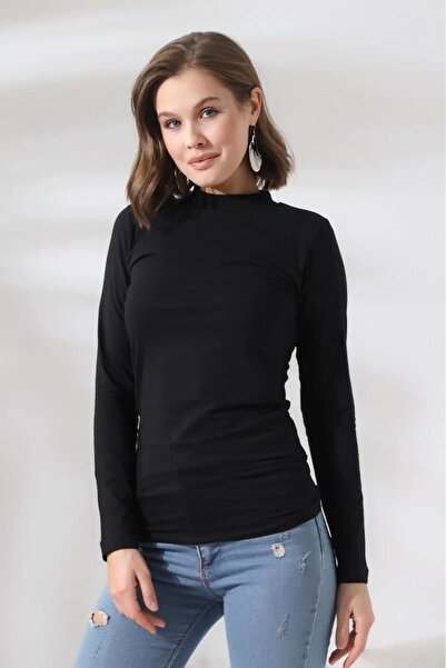Butik Kadın Uzun Kollu Bisiklet Yaka Body %92 Pamuk %8 Elastan