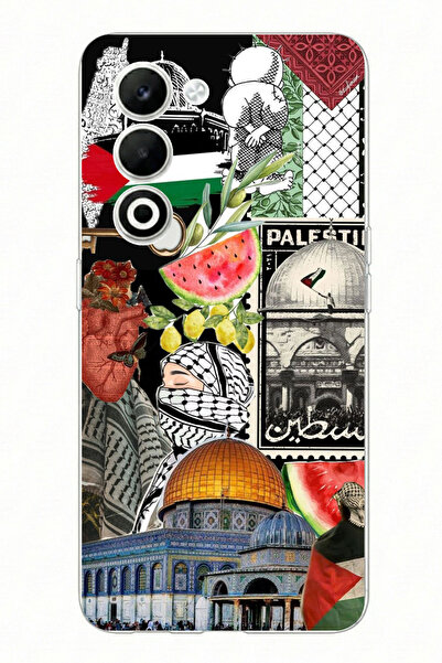 TechTree حافظة سيليكون مطبوعة بتصميم فلسطين ليبرتي كولاج متوافقة مع هاتف OPPO...