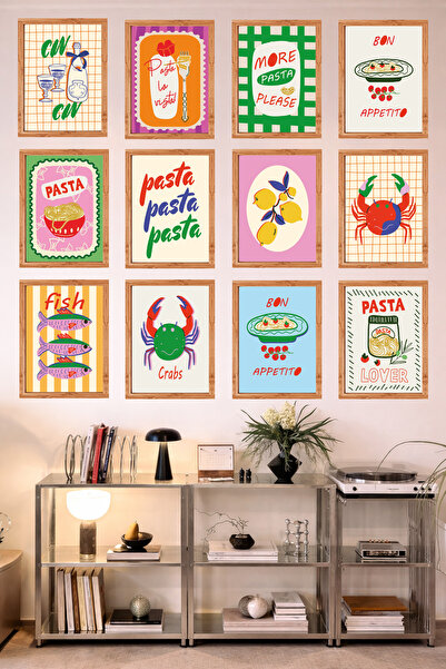 UNT 12-Frame Look Kitchen |   Modern |   Retro Wall Poster Painting Set – 15X...