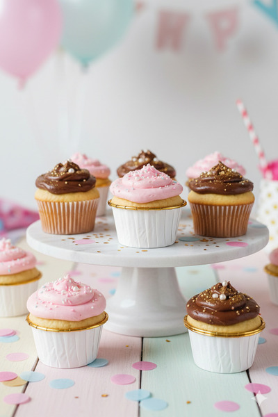 DODOMAR كبسولات الكب كيك البيضاء مع طبقة ذهبية معدنية من الداخل - كبسولات عرض...