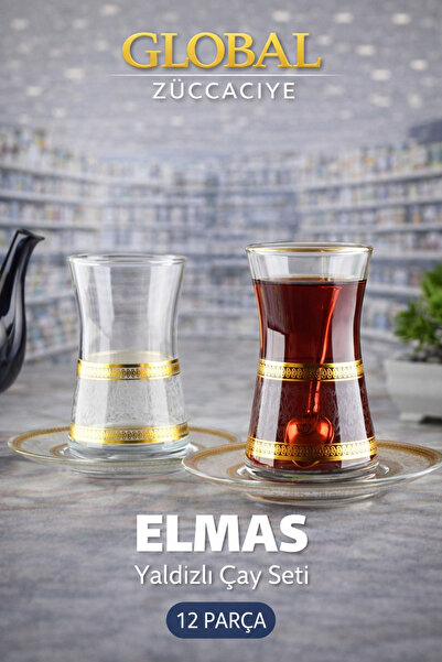 GLASS ELMAS ELMAS - Yaldızlı Çay Seti 12 Parça