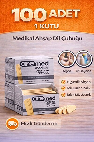 Owersea 100 Adet Marka Abeslang Tahta Dil Çubuğu Basacağı - Ağda Spatulası