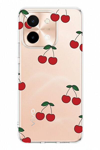 TechTree حافظة سيليكون مطبوعة بتصميم الكرز متوافقة مع هاتف Vivo Y28