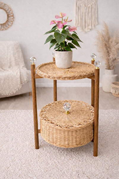 SEÇİL El Yapımı 2 Katlı Cam Sehpa | Boho & Modern Tasarım