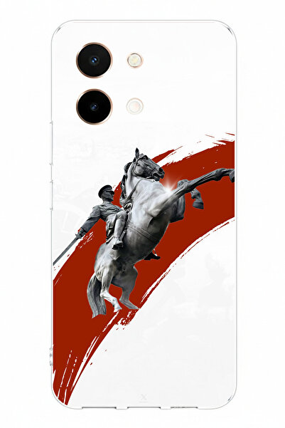 TechTree غطاء سيليكون متوافق مع هاتف Vivo Y28 مزين برسومات الحصان وطباعة أتاتورك