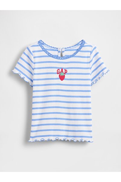 GAP Kız Bebek Mavi Embroidered Logo T-Shirt
