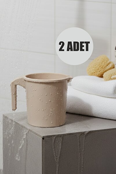 Ovio Ev&Yaşam 2'li Plastik Saplı Maşrapa 1600 ml Tuvalet Banyo Plastik Su Kab...