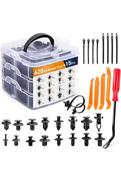 Three top online Set of Car Clips in Organizer 16 Sizes PVC 620pcs