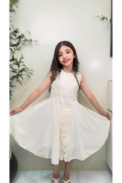 gmax Girls' dress with a soft zipper, made of chiffon and delicate lace.