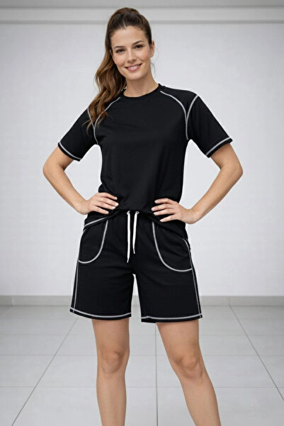 velmorafashion Velmora Premium Women's Sports T-Shirt Shorts Set Contrast Sti...