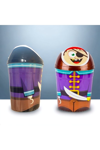 OEM Children's room trash can, pirate design, 4 L, manual folding lid