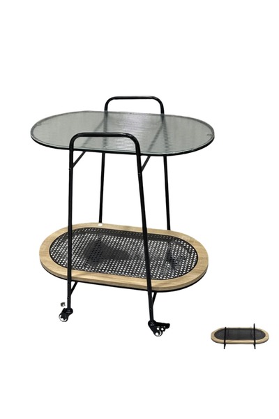 Generic "Glamour" Modern Serving Trolley – Metallic Hospitality Cart with Rou...