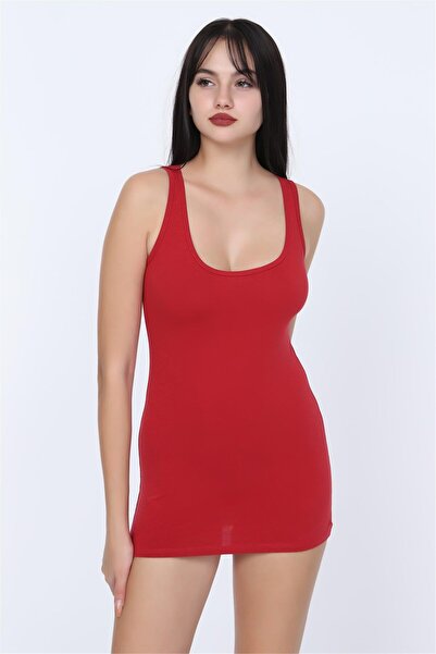 OBJE Red Lycra Suprem Wide Strap Long Undershirt