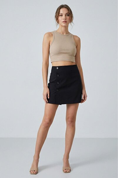 loia Women's High Waist Button Detailed Mini Shorts Skirt Stylish and Casual