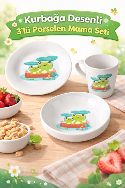 Tulü Porselen LORDSTORE1 Tulu Porselen 3'Lü Çocuk Mama Seti