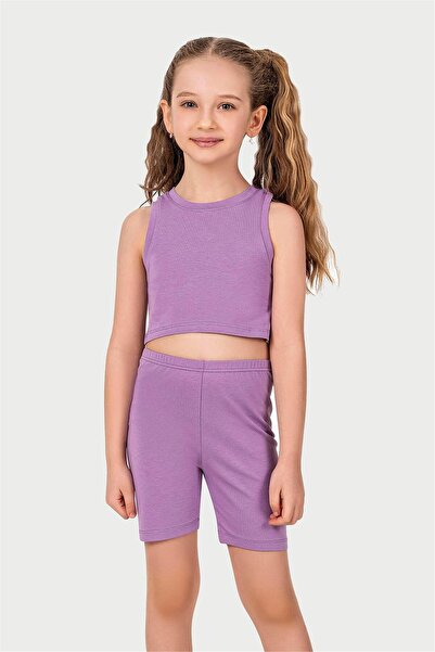 OBJE Girl's Lilac Halter Neck Tank Top