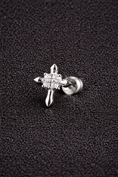 ömay takı Haç Zirkon 316l cerrahi Çelik Labret Piercing