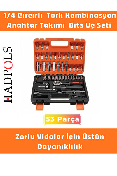 HadPols #LokmaSeti Titanyum 1/4 Cırcırlı 53 Parça Tork Kombinasyon Bits Uç Se...
