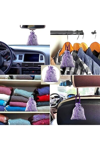 OEM Set of 10 bags with natural lavender buds, textile material, string, purp...