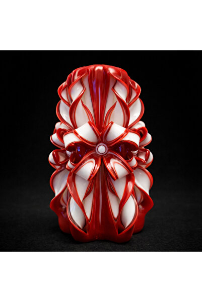 OEM Handmade carved red-white candle - passion, energy activation and strengt...