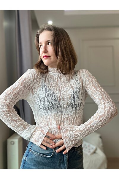 LUUN Beyaz Dantel Bluz