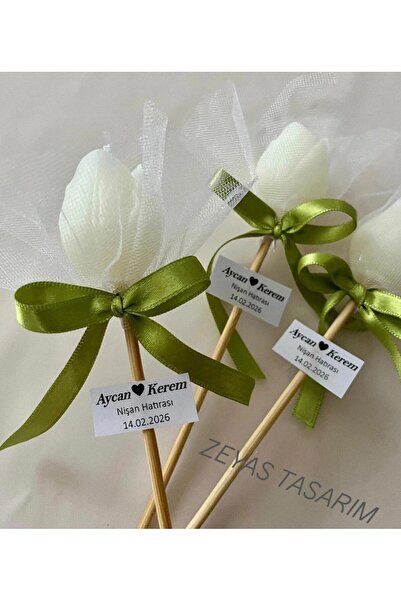 ZEYAS TASARIM HEDİYELİK BEYAZ LALE MUM (20 ADET)- söz , nişan, kına, nikah, d...