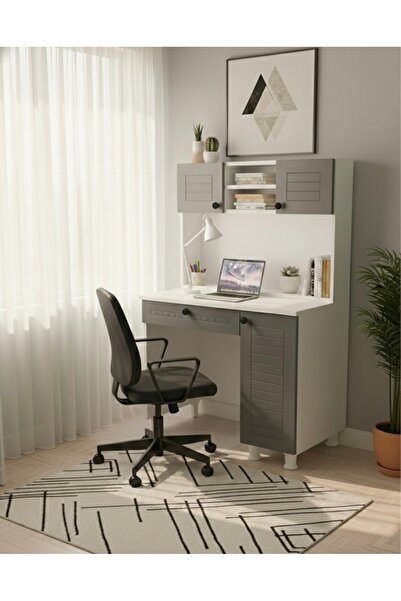 FERZA Mobilya Antrasit Renk Membran Kapak MDF Gövde Çalışma Masası