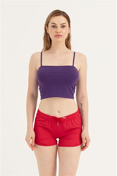 OBJE Women's Red Lycra Swim Shorts