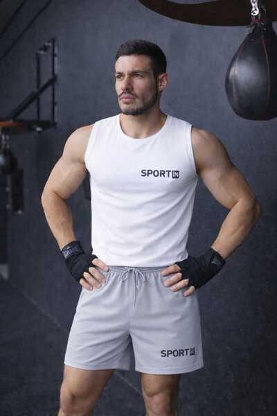 TREND ALİSSE مجموعة من قطعتين من الملابس الرياضية الرجالية باللون الرمادي وال...