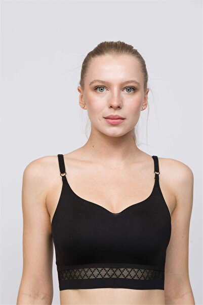 OBJE Women's Black Laser Cut Bralet