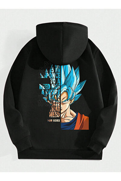 Marco Fresco سترة غوكو سوداء بطباعة خلفية وجيوب وصوف من الداخل