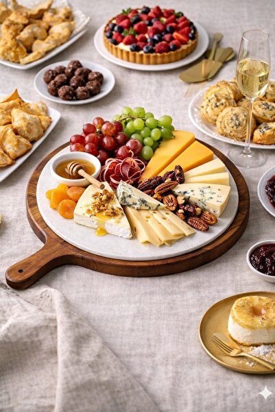 SIRÉ Studio Yuvarlak Mermer Pizza Sunumluğu 35 cm - SIRÉ Soft Stone Collection