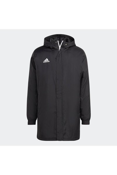 adidas Siyah Kapüşonlu Şişme Uzun Mont