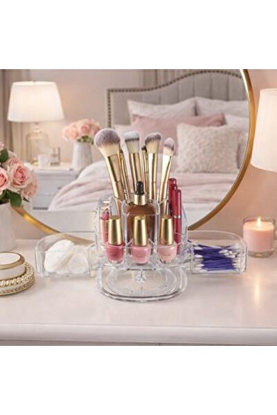OEM 360° Rotating Organizer with Transparent Acrylic Base for Cosmetics