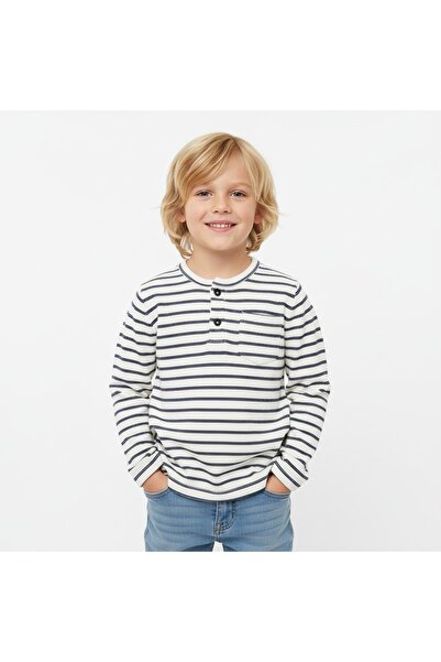 SeaBubbles Момчешка суитшърт с копчета отпред и райета